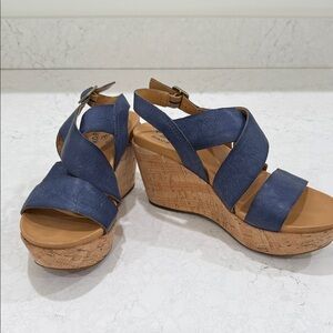 Kork-Ease Blue Wedge Sandals